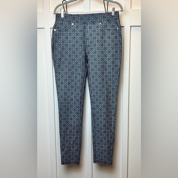 Michael Kors Women's Damask Pattern Pants Blue Size Medium - Picture 1 of 10